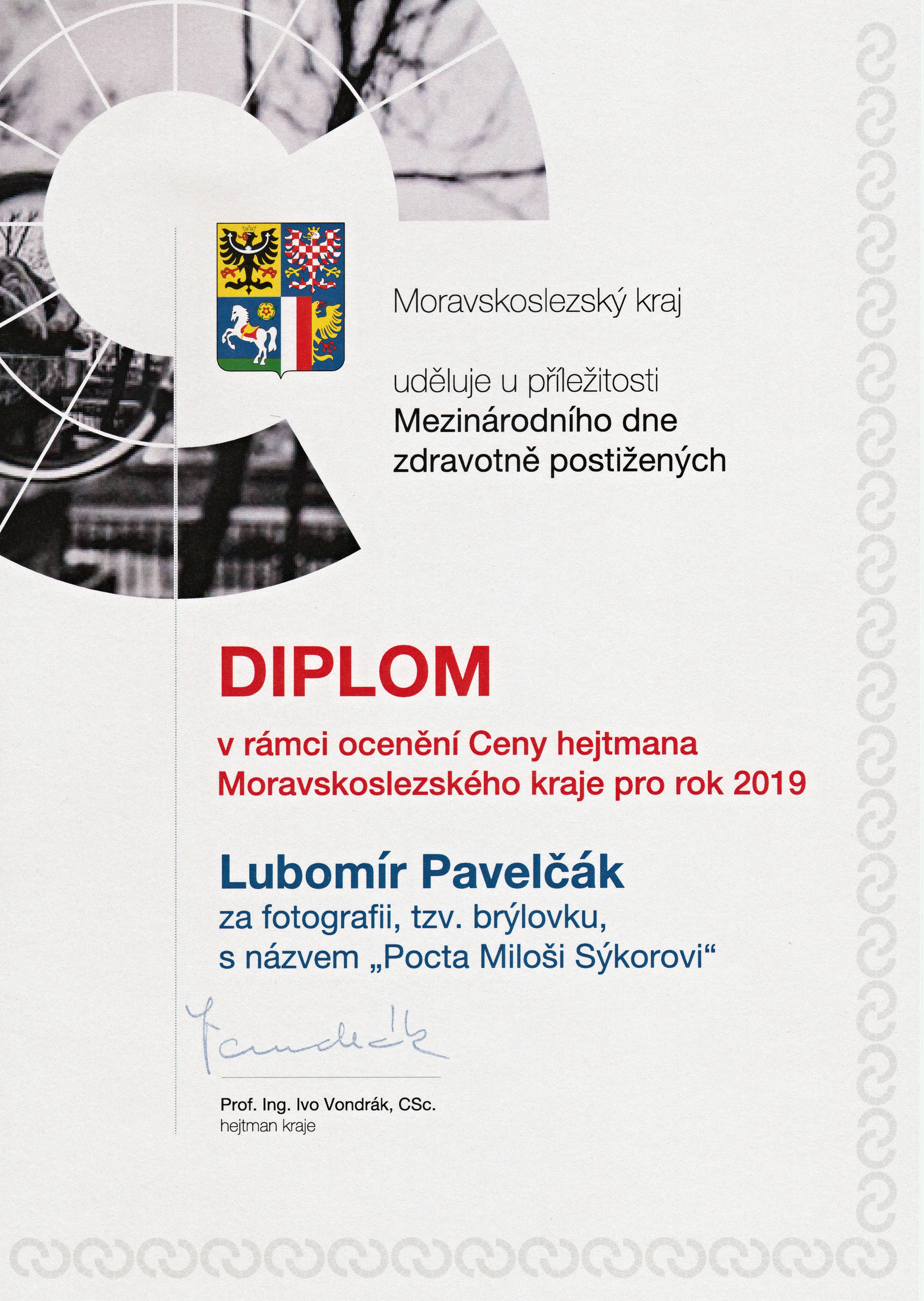 Diplom ceny hejtmana 2019